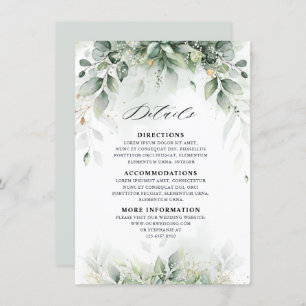 Eucalyptus Greenery Gum Botanical Wedding Details Enclosure Card