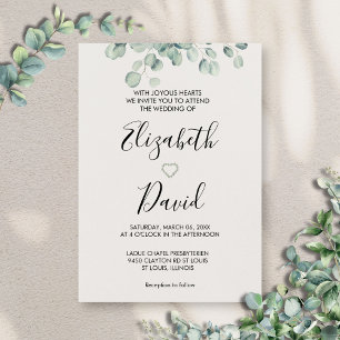 Eucalyptus Greenery Hand Drawn Heart  Invitation