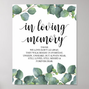 Eucalyptus Greenery In Loving Memory Memorial Sign