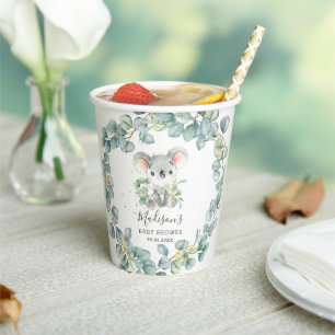 Eucalyptus Greenery Koala Baby Boy Shower Birthday Paper Cups