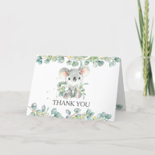 Eucalyptus Greenery Koala Boy Baby Shower Birthday Thank You Card