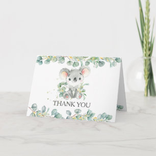 Eucalyptus Greenery Koala Boy Baby Shower Birthday Thank You Card