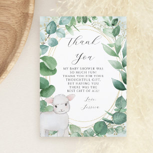 Eucalyptus Greenery Lamb Baby Shower Thank You Card