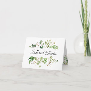 Eucalyptus Greenery Leaves Chic Love and Thanks Thank You Card