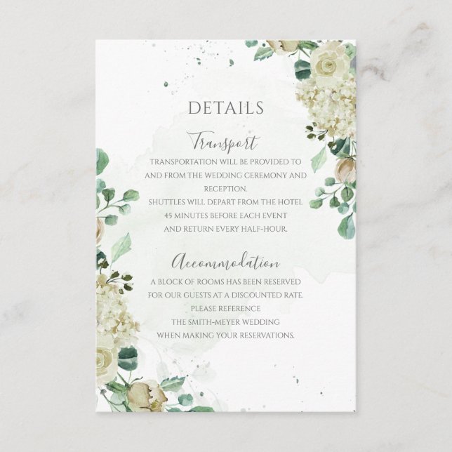 Eucalyptus Greenery Leaves Elegant Floral Wedding Enclosure Card (Front)