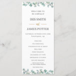 Eucalyptus Greenery Leaves Gold Wedding Program<br><div class="desc">Designed to co-ordinate with our Silver Eucalyptus Greenery collection, this elegant wedding program features rustic watercolor silver eucalyptus foliage. Personalise it with your wedding details easily and quickly, simply press the customise it button to further re-arrange and format the style and placement of the text. Double sided. The Happy Cat...</div>