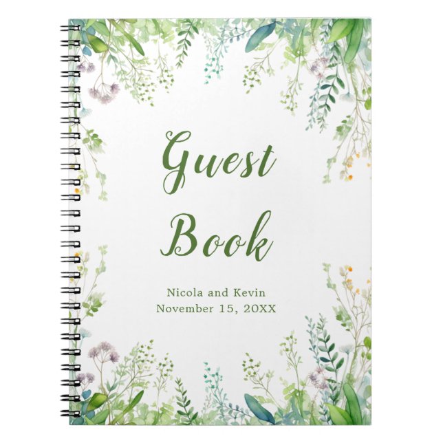 Eucalyptus Greenery Leaves Wedding Guest Book (Front)