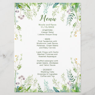 Eucalyptus Greenery Leaves Wedding  Menu