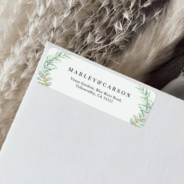 Eucalyptus Greenery leaves Wedding Return Address Label (Creator Uploaded)