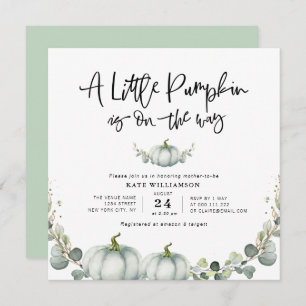 eucalyptus greenery little pumpkin  invitation