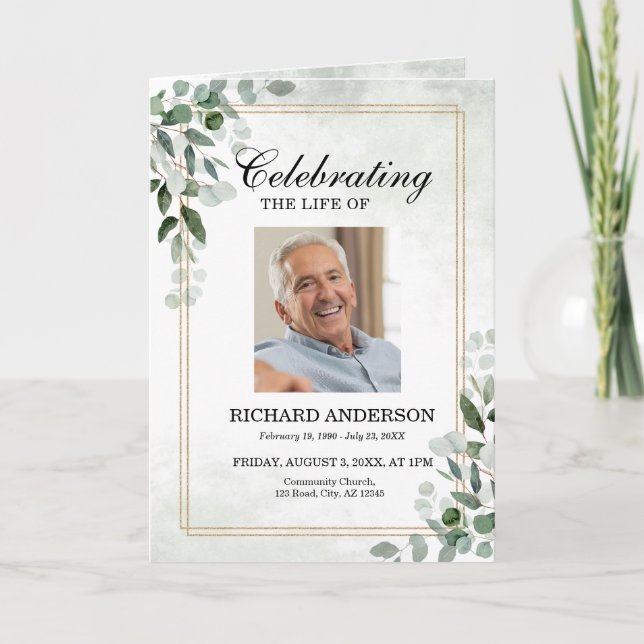 Eucalyptus Greenery Memorial Funeral Program (Front)
