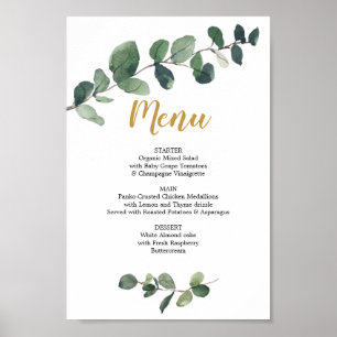 Eucalyptus Greenery Menu or Bar Menu Sign