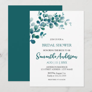 Eucalyptus greenery minimalist Bridal Shower Invitation