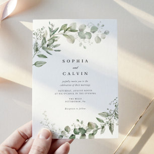 Eucalyptus Greenery Minimalist Wedding  Invitation