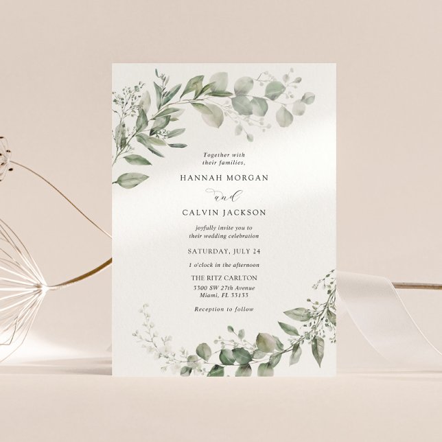 Eucalyptus Greenery Minimalist Wedding  Invitation (Creator Uploaded)