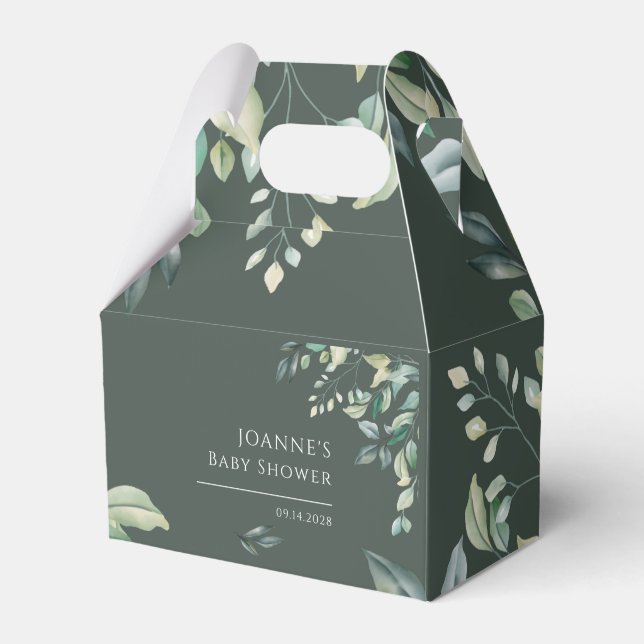 Eucalyptus Greenery Modern Baby Shower Favour Box (Front Side)