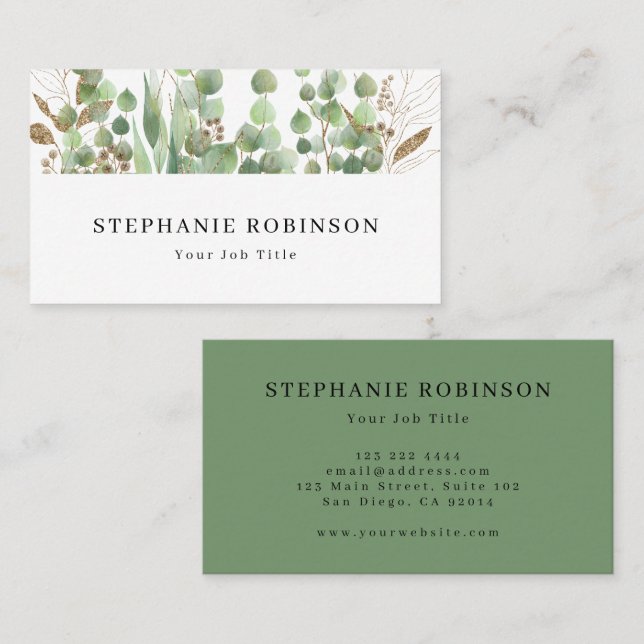 Eucalyptus Greenery Modern Business Card (Front/Back)