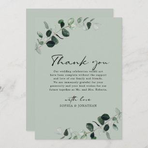 Eucalyptus Greenery Modern Calligraphy Wedding Thank You Card
