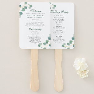 Eucalyptus Greenery Modern Elegant Summer Wedding  Hand Fan