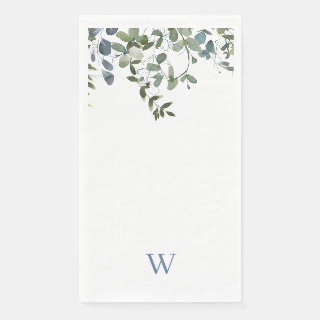 Eucalyptus Greenery Monogram Napkin (Front)
