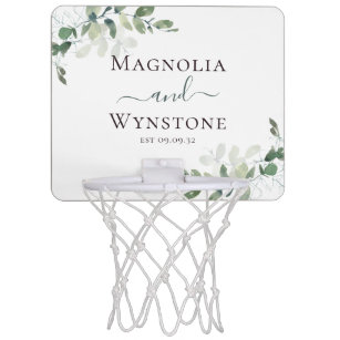 Eucalyptus Greenery Monogram Wedding  Mini Basketball Hoop