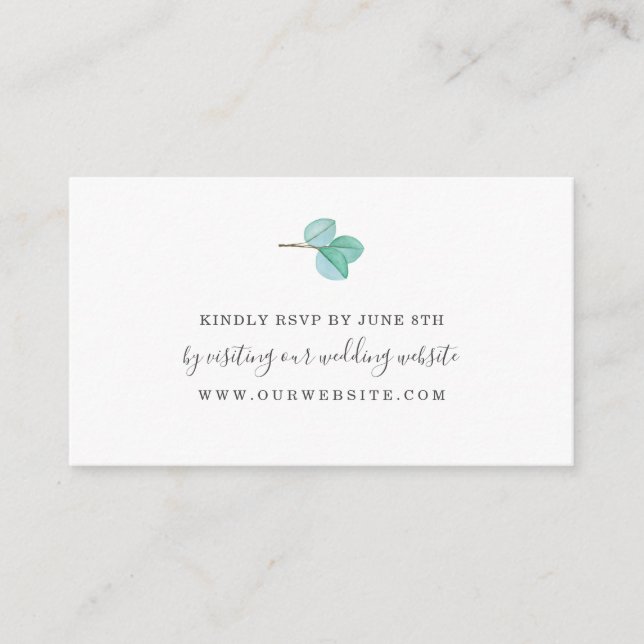 Eucalyptus greenery monogram wedding RSVP online Enclosure Card (Front)