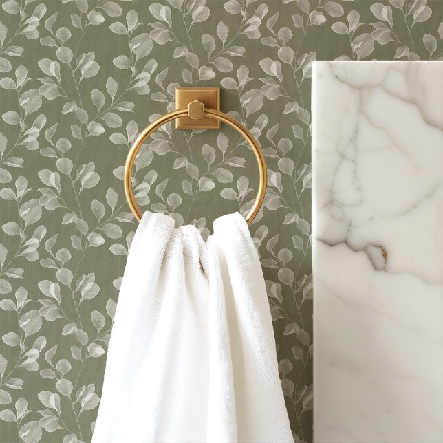 Eucalyptus Greenery on Sage Green Wallpaper (Creator Uploaded)