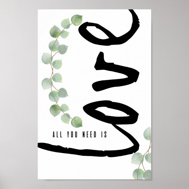 Eucalyptus Greenery Personalised Love Poster (Front)