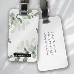 Eucalyptus Greenery Personalised Monogram Name Luggage Tag<br><div class="desc">Personalise this watercolor eucalyptus greenery design with your name.</div>