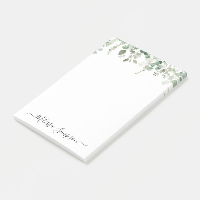 eucalyptus greenery personalized post-it notes (Angled)