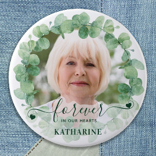 Eucalyptus Greenery Photo Funeral Memorial 7.5 Cm Round Badge
