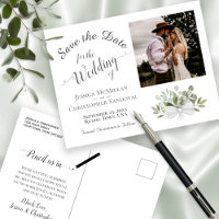 Eucalyptus Greenery & Photo Wedding Save the Date