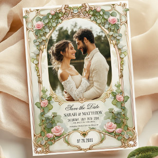 Eucalyptus Greenery Pink Floral Save the Date  Invitation