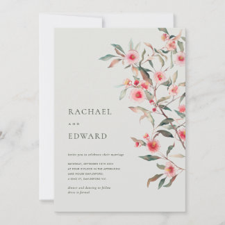 Eucalyptus Greenery & Pink Florals Wedding Invitation
