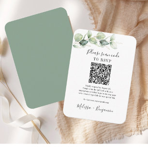 Eucalyptus Greenery QR Code RSVP Botanical Wedding Enclosure Card