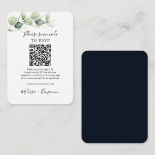 Eucalyptus Greenery QR Code RSVP Wedding Enclosure Card
