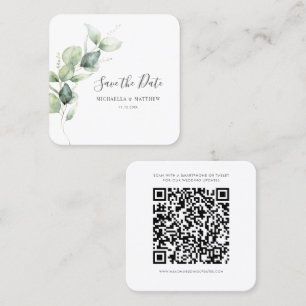 Eucalyptus Greenery QR Code Save the Date Card