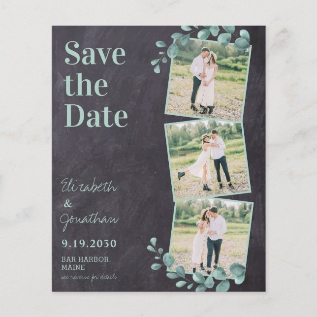 Eucalyptus Greenery QR Code Wedding Save The Date (Front)