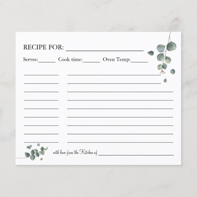 Eucalyptus greenery Recipe card (Front)