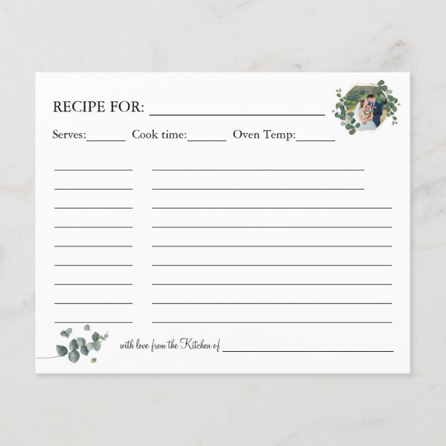 Eucalyptus greenery Recipe card (Front)