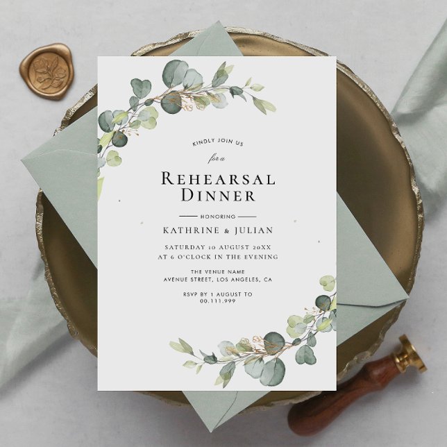 eucalyptus greenery rehearsal dinner invitation (Creator Uploaded)