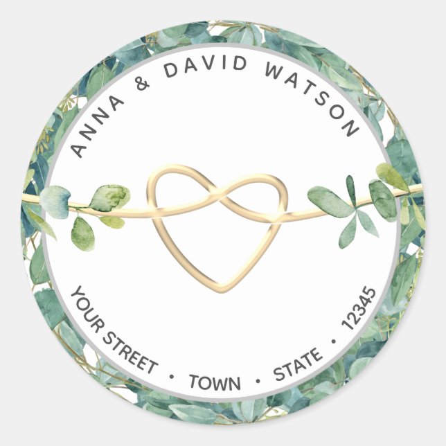 Eucalyptus Greenery Return Address Classic Round Sticker (Front)