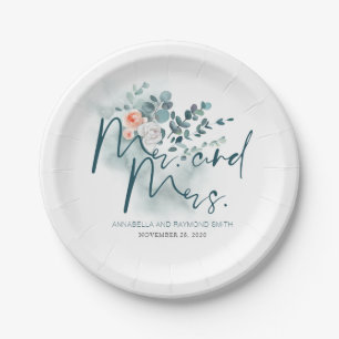 Eucalyptus Greenery Romantic Wedding Paper Plate