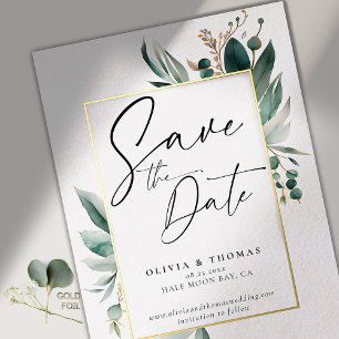 Eucalyptus Greenery Romantic Wedding Save Date