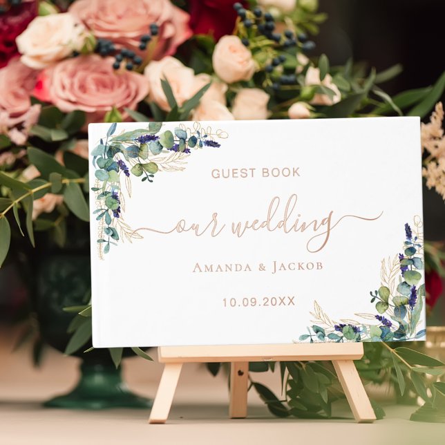 Eucalyptus greenery rose gold wedding  guest book (Creator Uploaded)