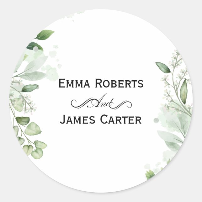 Eucalyptus Greenery Round Sticker (Front)