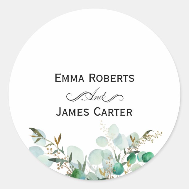 Eucalyptus Greenery Round Sticker (Front)