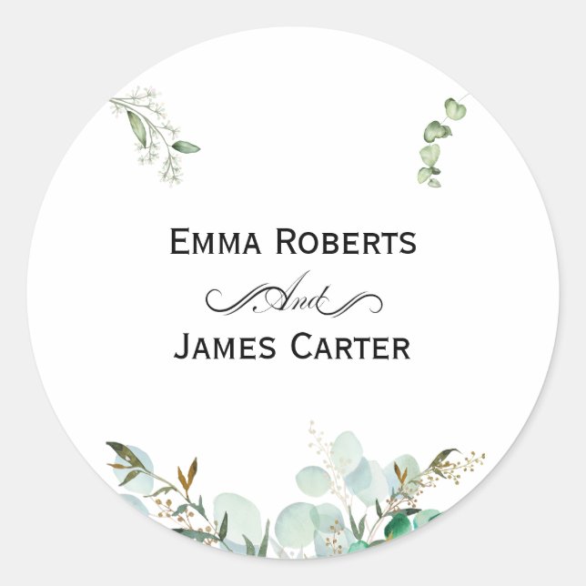 Eucalyptus Greenery Round Sticker (Front)