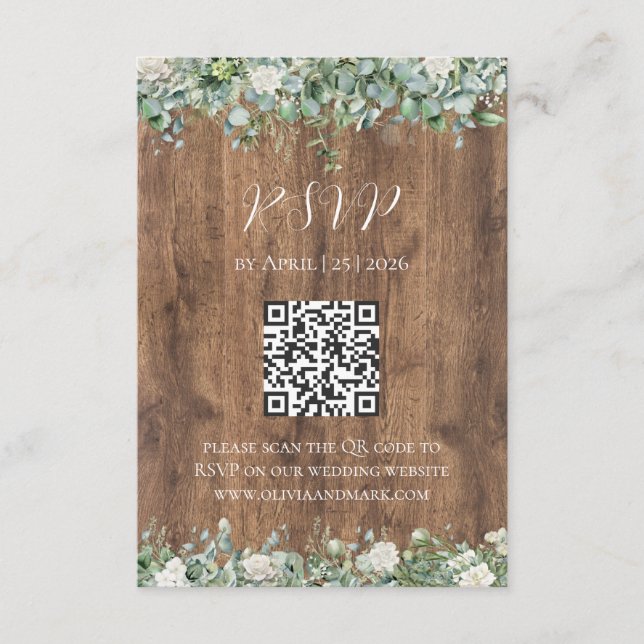 Eucalyptus Greenery RSVP Card | Rustic Botanical (Front)