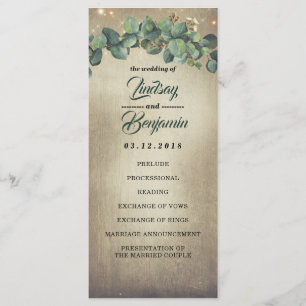 Eucalyptus Greenery Rustic Country Wedding Program